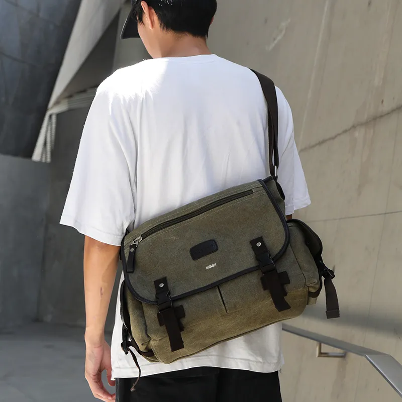 RIOREX Canvas Messenger Bag Canvas Bag Shoulder Bag Crossbody Bag Regular Unisex Multicolor-17