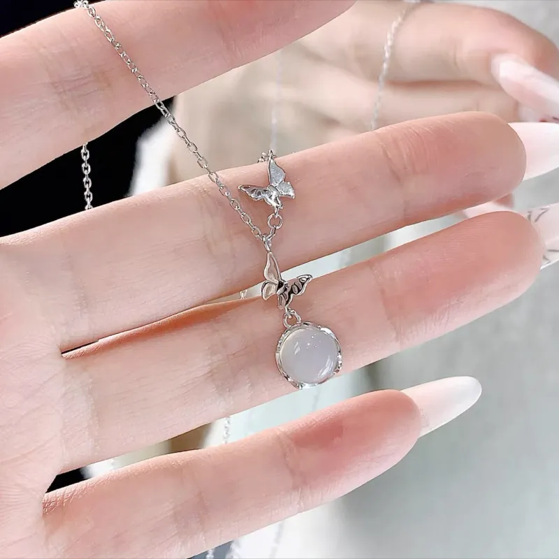 Fortune Gold Chalcedony Jade Necklaces Women's-5