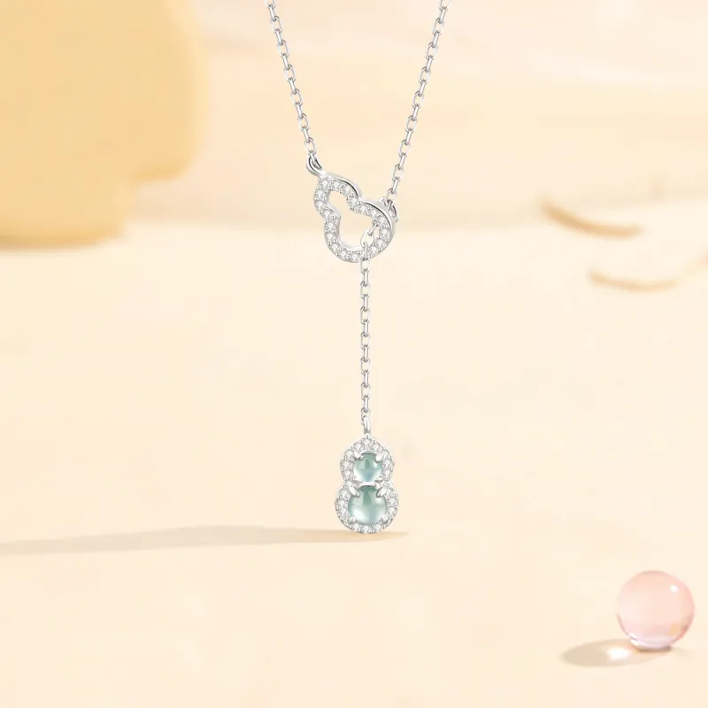 Fortune Gold Colored Glaze Jade Box Necklace Women's-5