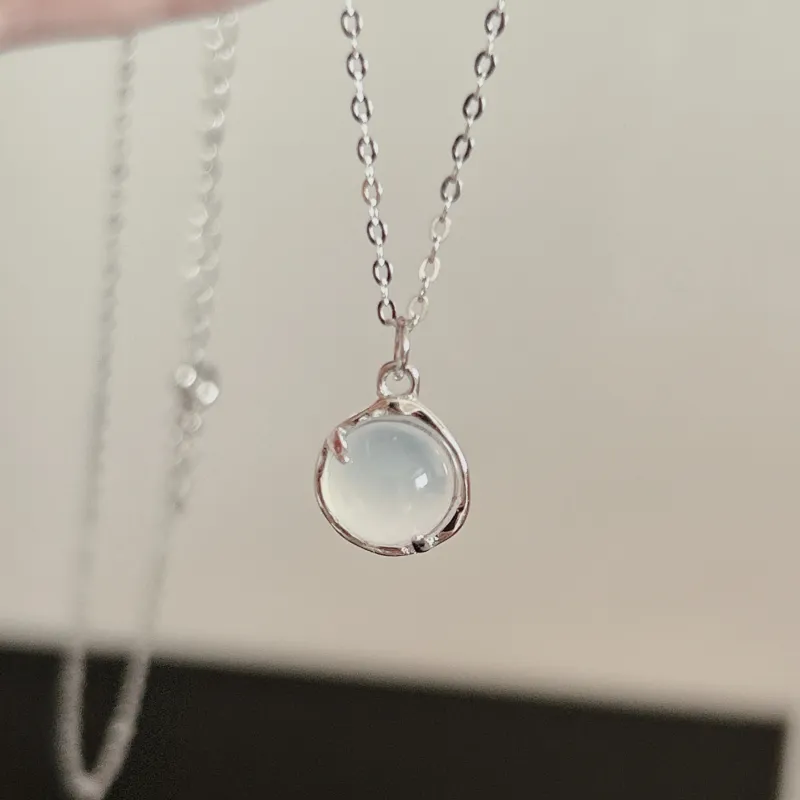 Fortune Gold Chalcedony Box Necklace Women's-4
