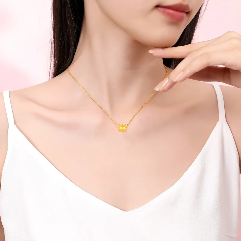 Fortune Gold Jewelry Mom Box Necklace Women's-2