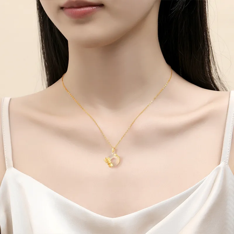 Fortune Gold Chalcedony Box Necklace Women's-3