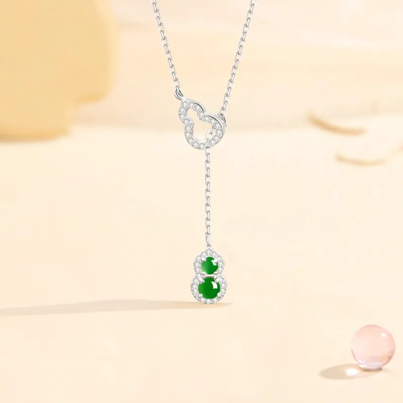 Fortune Gold Colored Glaze Jade Box Necklace Women's-6