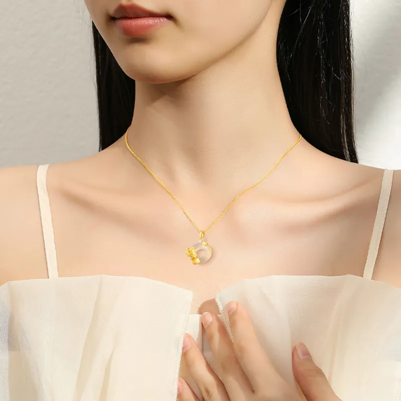Fortune Gold Chalcedony Jade Necklaces Women's-2