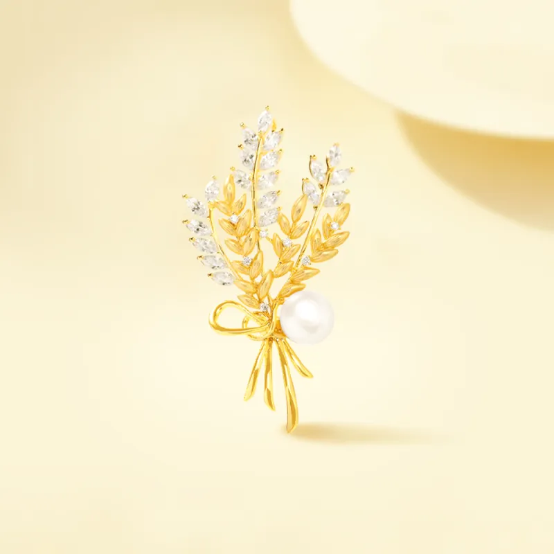 Fortune Gold Pearl Brooches Unisex-3
