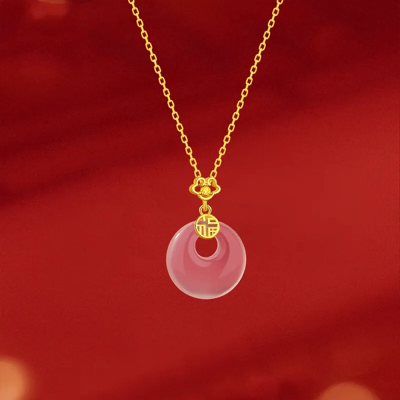 Fortune Gold Chalcedony Jade Necklaces Women's-6