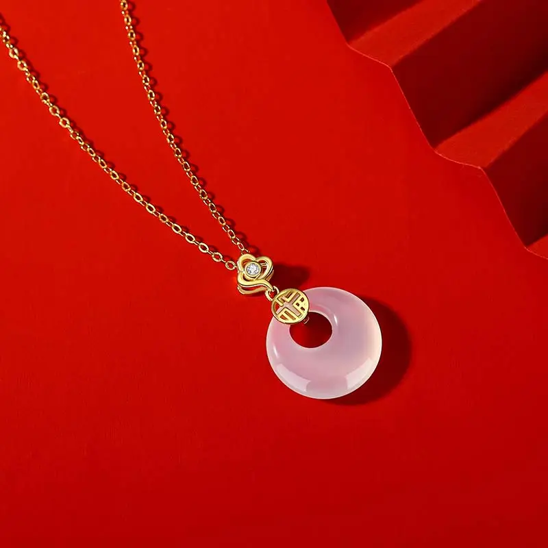 Fortune Gold Chalcedony Box Necklace Women's-6