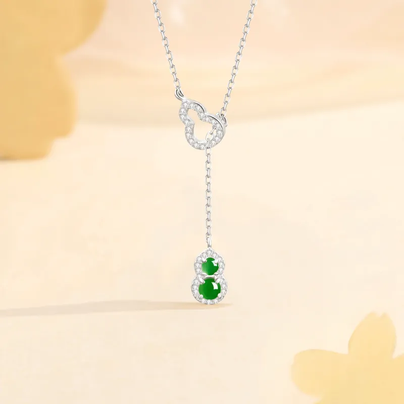 Fortune Gold Colored Glaze Jade Box Necklace Women's-5