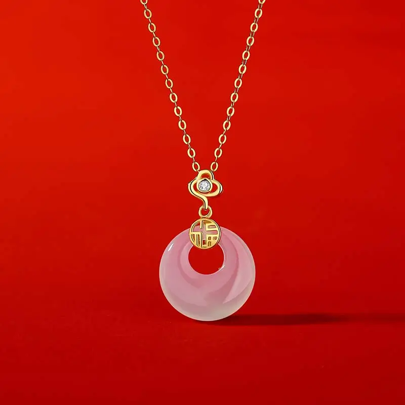 Fortune Gold Chalcedony Box Necklace Women's-5