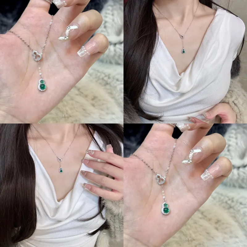 Fortune Gold Colored Glaze Jade Box Necklace Women's-1