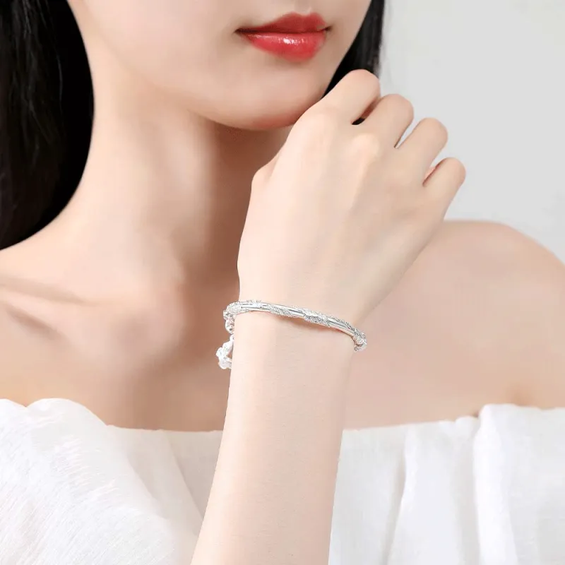 Fortune Gold Sterling Silver Bangle Unisex-2