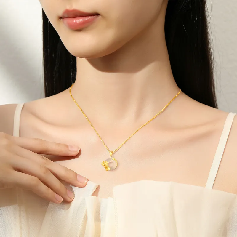 Fortune Gold Chalcedony Jade Necklaces Women's-3