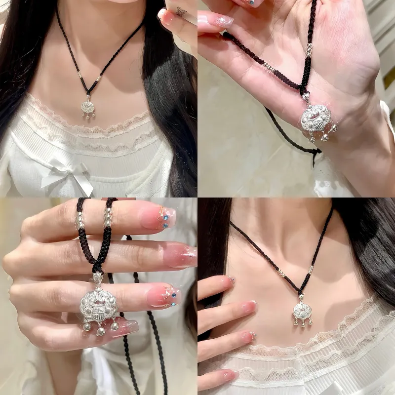 Fortune Gold Chalcedony Box Necklace Women's-1