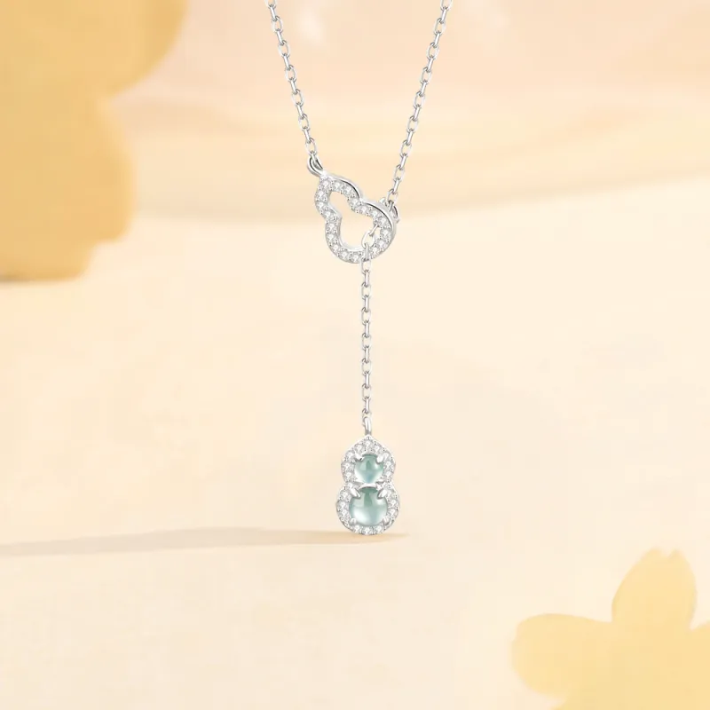 Fortune Gold Colored Glaze Jade Box Necklace Women's-6