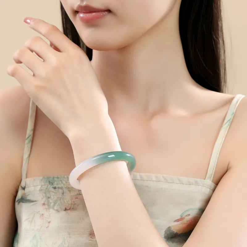 Fortune Gold Chalcedony Bangles Women's-1