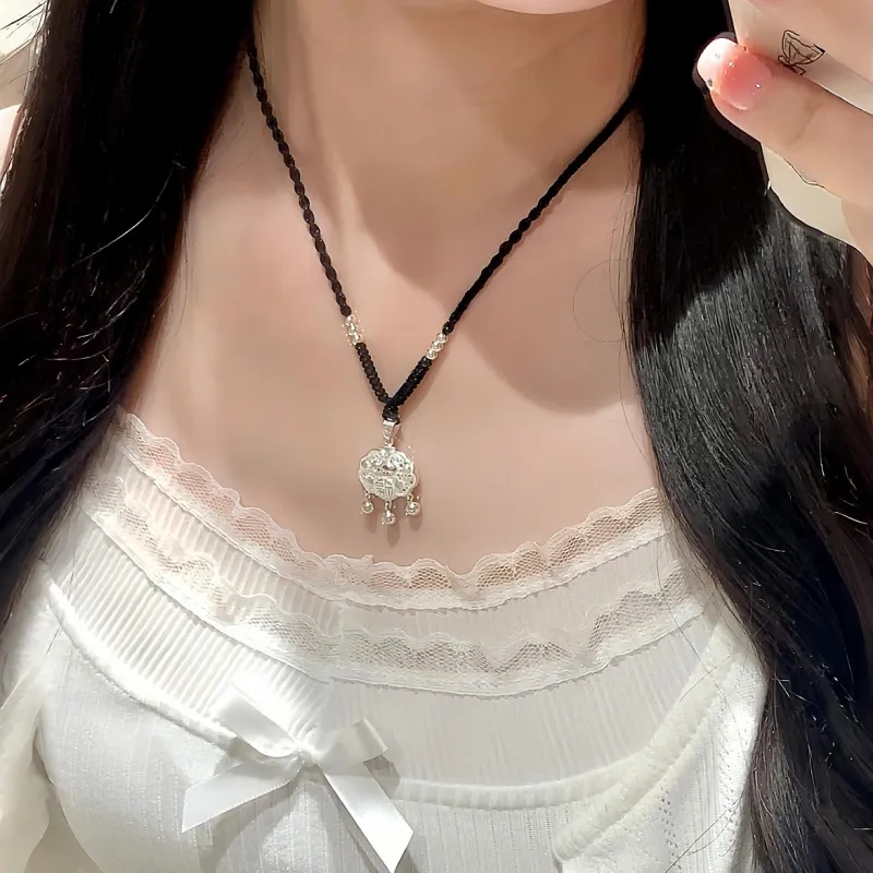 Fortune Gold Chalcedony Box Necklace Women's-3