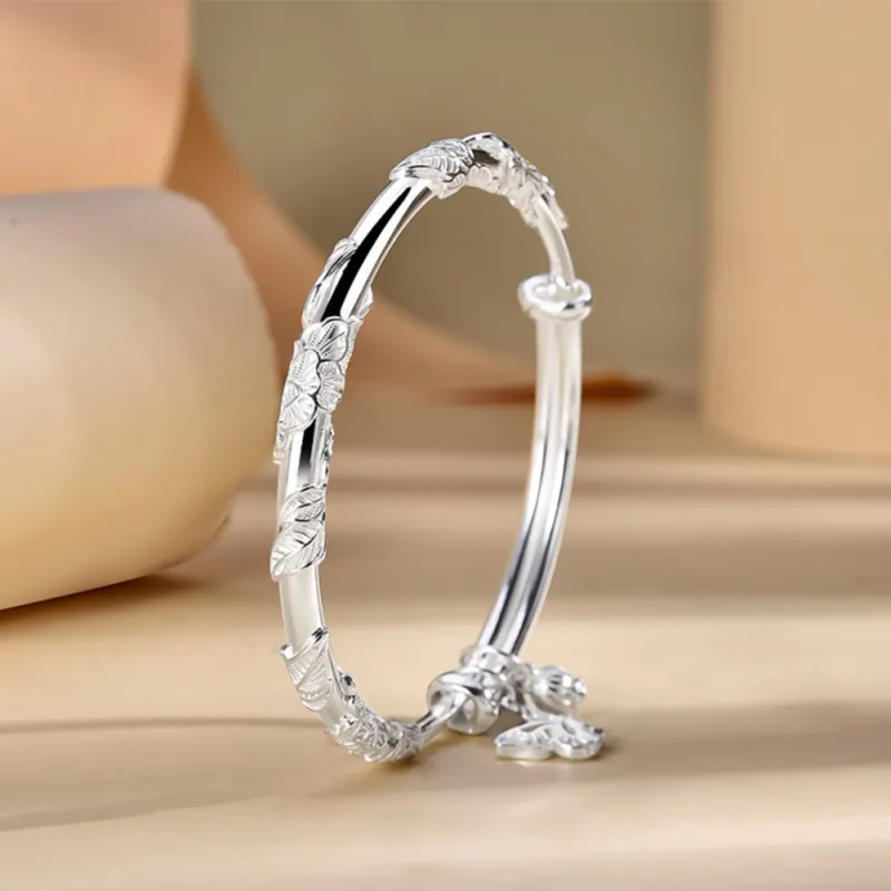 Fortune Gold Sterling Silver Bangle Unisex-4