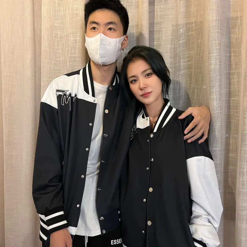 FireMonkey Baseball Jacket Unisex Black White-7