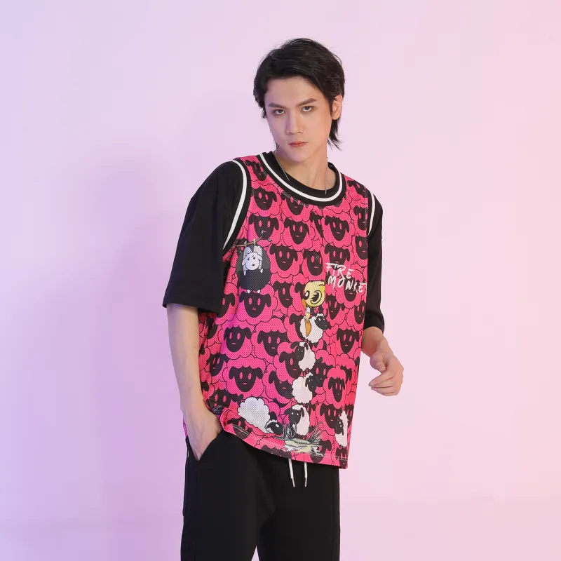 FireMonkey Basketball Jerseys Unisex Pink-2