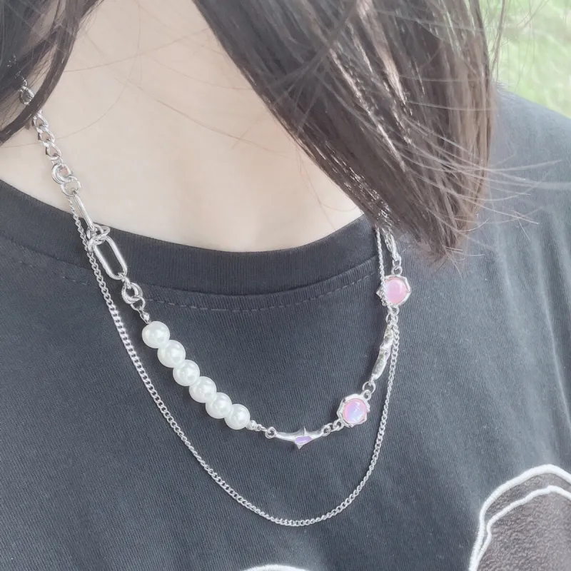 FireMonkey Titanium Steel/Pearl/Alloy Layering Chain Women's-3