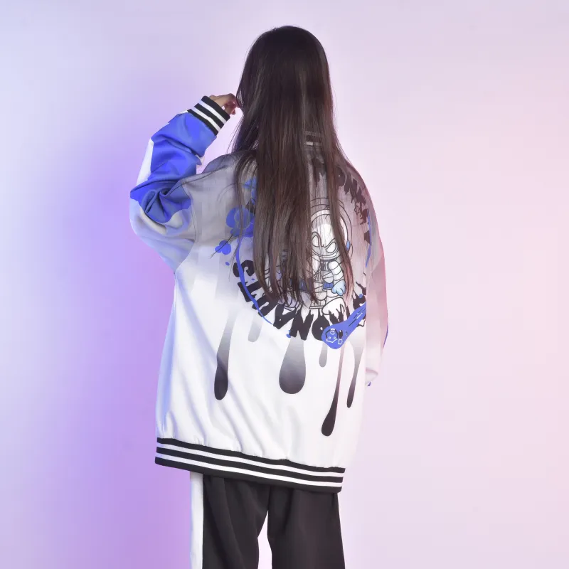 FireMonkey Baseball Jacket Unisex White Gray-3