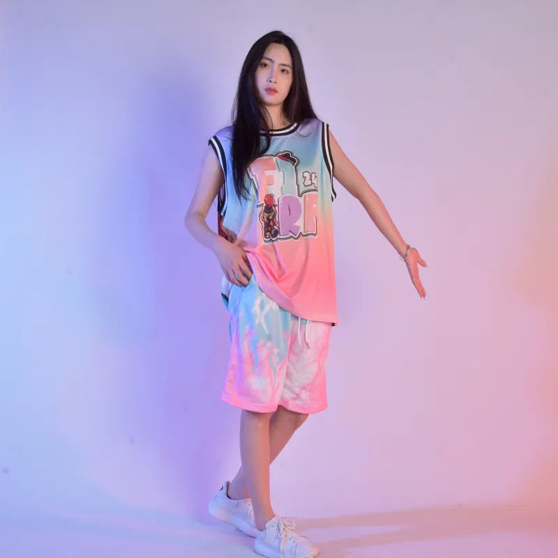 FireMonkey Basketball Jerseys Unisex Pink-5