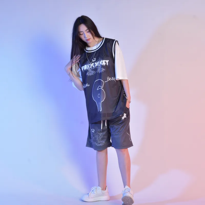 FireMonkey Basketball Jerseys Unisex Black-4