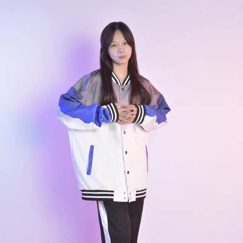 FireMonkey Baseball Jacket Unisex White Gray-2