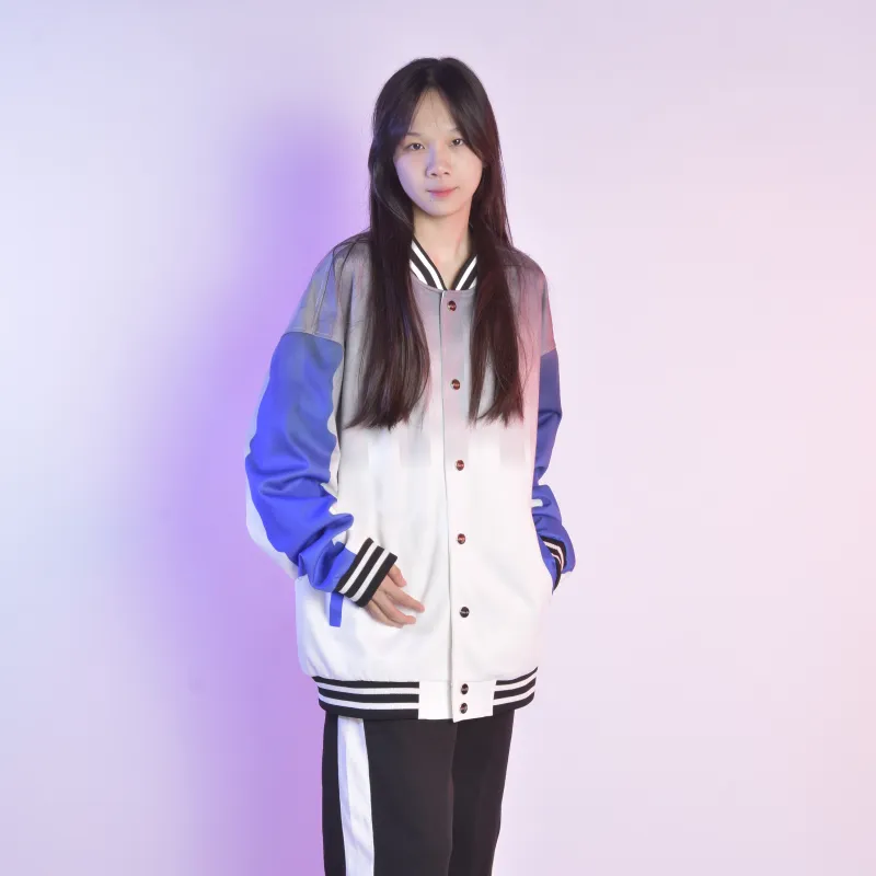 FireMonkey Baseball Jacket Unisex White Gray-4