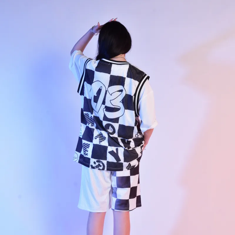 FireMonkey Basketball Jerseys Unisex Black White-5