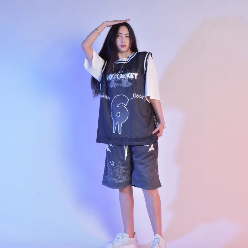 FireMonkey Basketball Jerseys Unisex Black-6