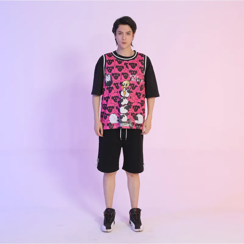 FireMonkey Basketball Jerseys Unisex Pink-5
