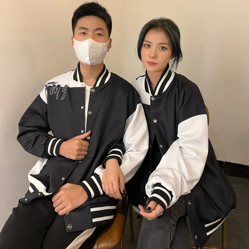 FireMonkey Baseball Jacket Unisex Black White-6