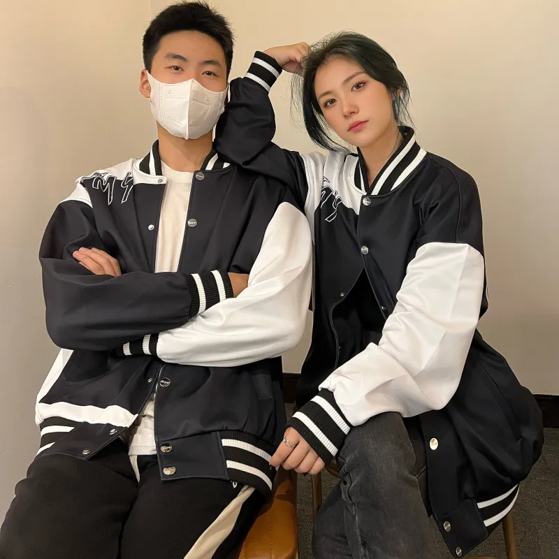 FireMonkey Baseball Jacket Unisex Black White-5