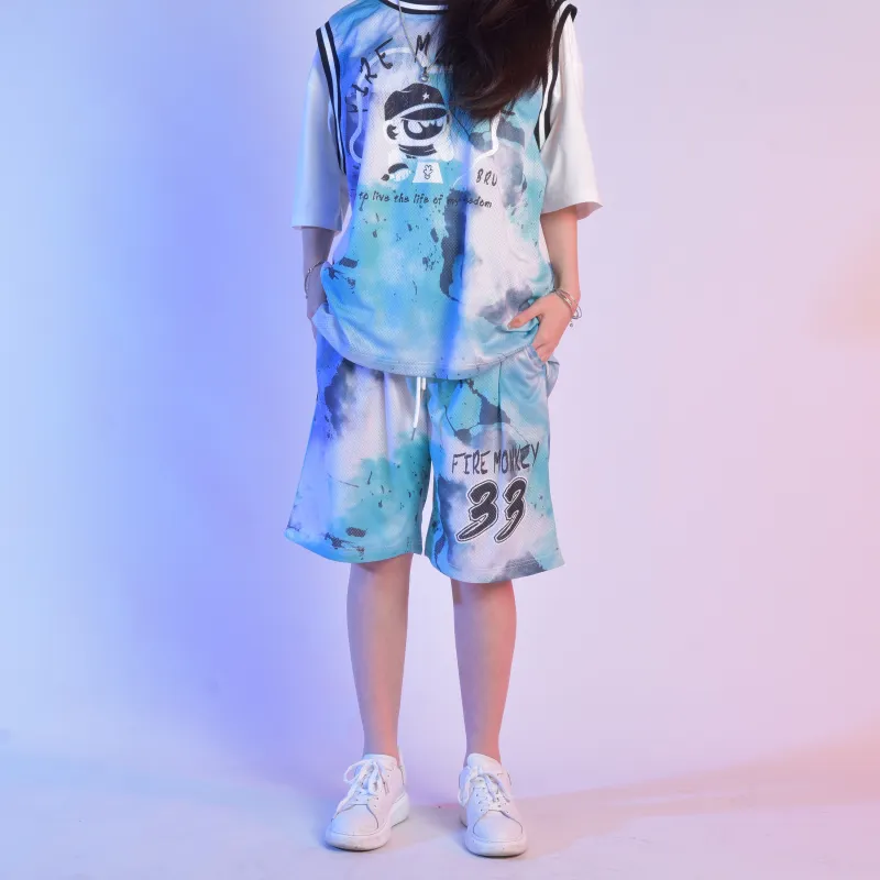 FireMonkey Basketball Jerseys Unisex Turquoise-6