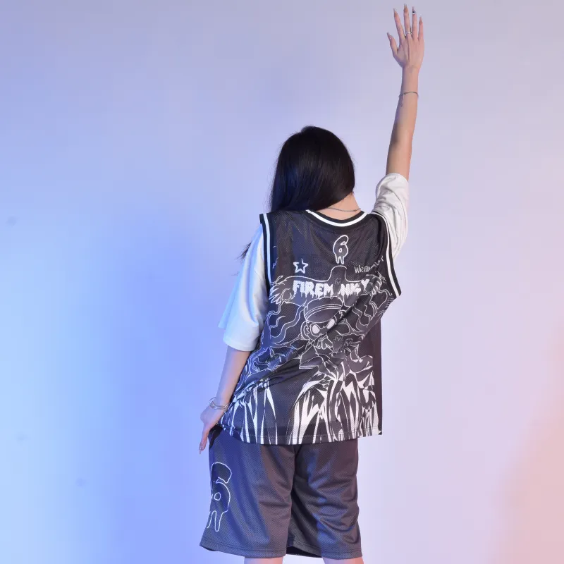 FireMonkey Basketball Jerseys Unisex Black-7