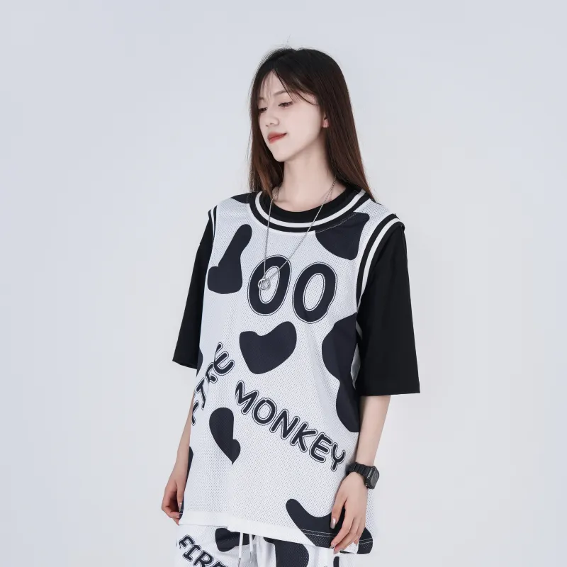 FireMonkey Basketball Suit Unisex Black White-4