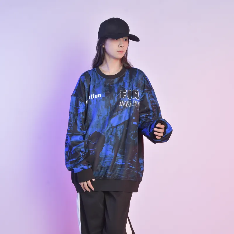 FireMonkey Sweatshirts Unisex Black Blue-4