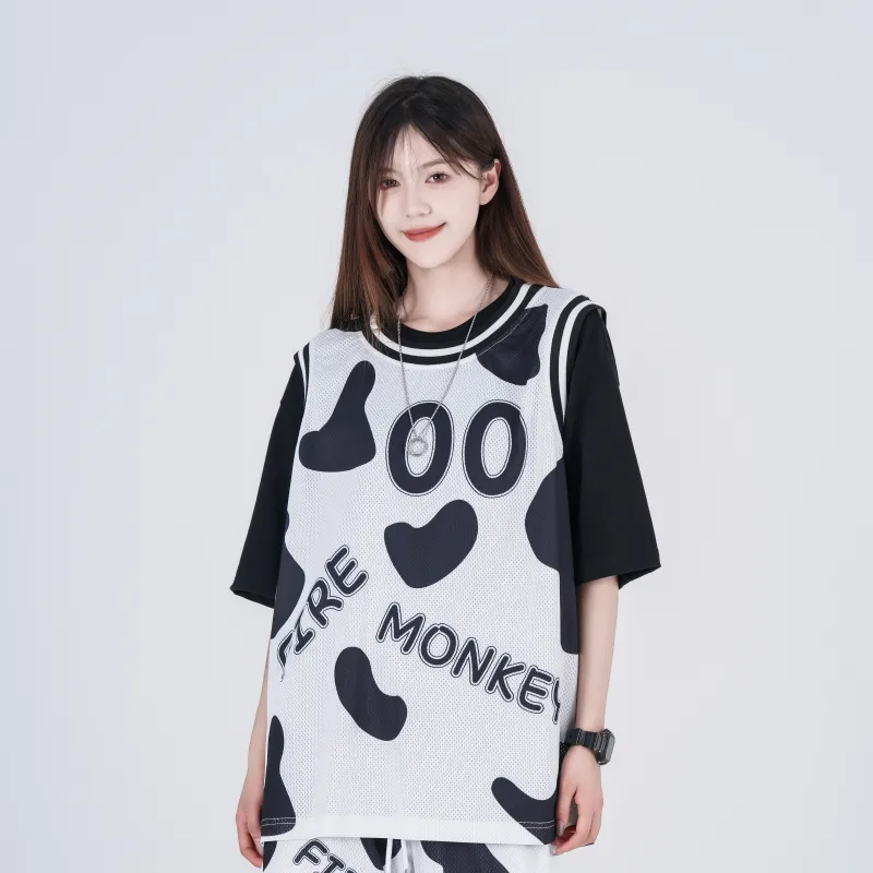 FireMonkey Basketball Suit Unisex Black White-5