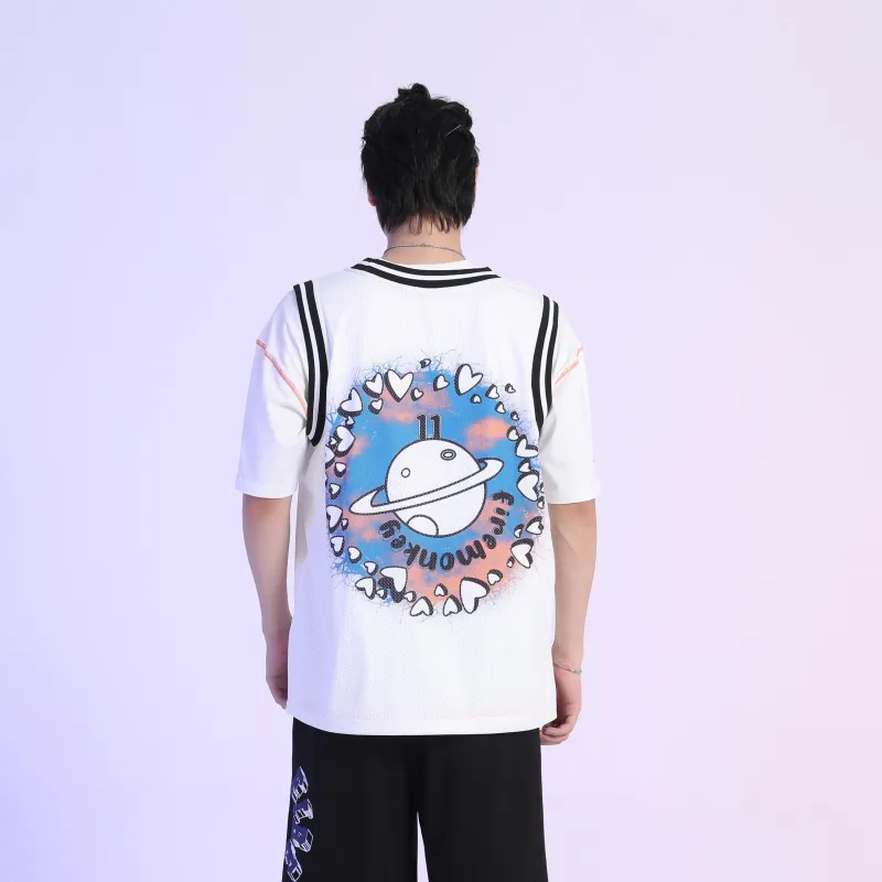 FireMonkey Basketball Jerseys Unisex White-4