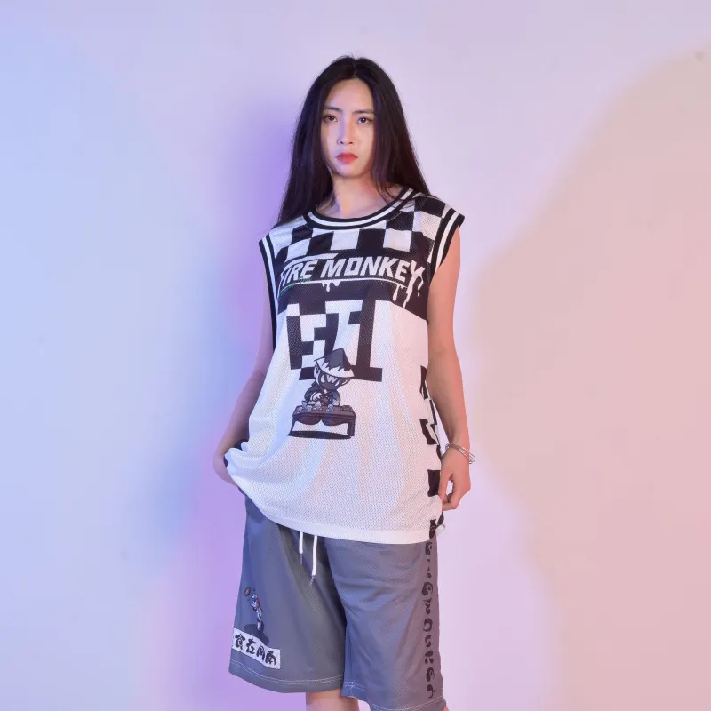 FireMonkey Basketball Jerseys Unisex Black White-4