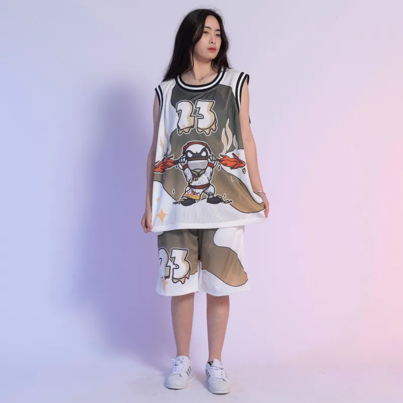 FireMonkey Basketball Jerseys Unisex White-7