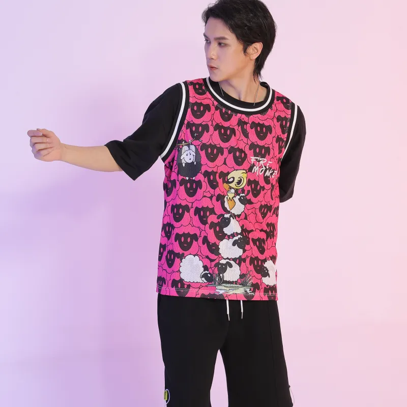 FireMonkey Basketball Jerseys Unisex Pink-4