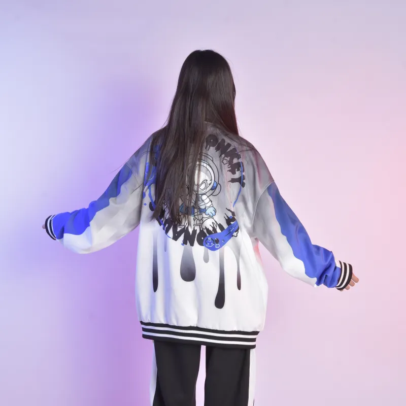 FireMonkey Baseball Jacket Unisex White Gray-6
