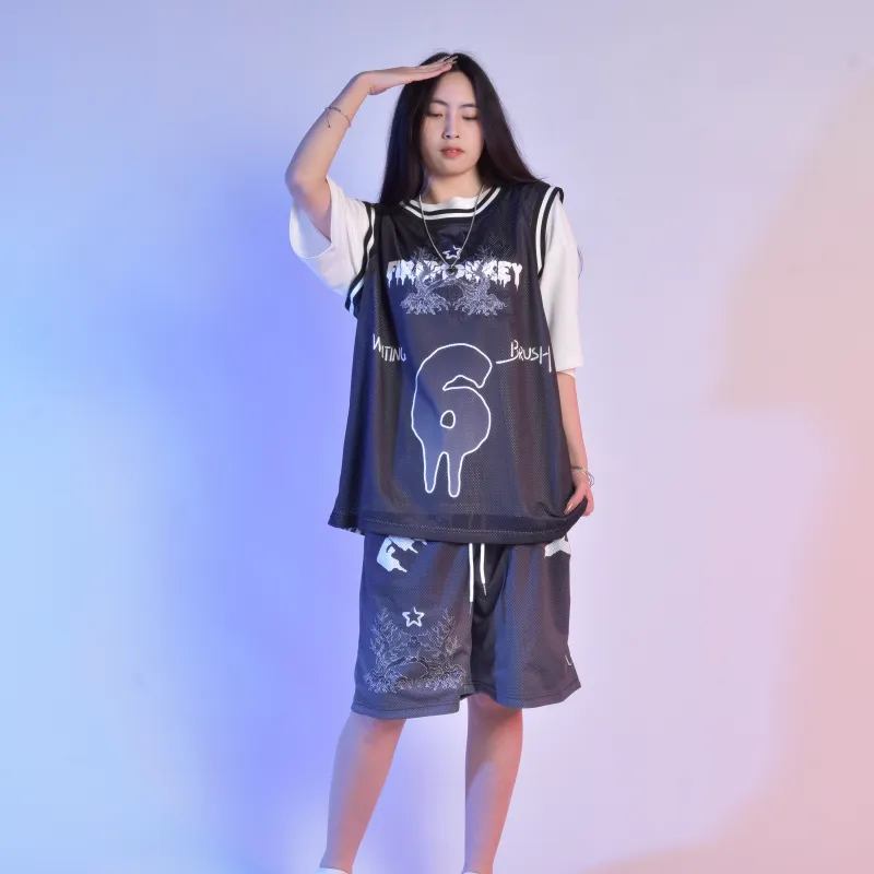 FireMonkey Basketball Jerseys Unisex Black-2