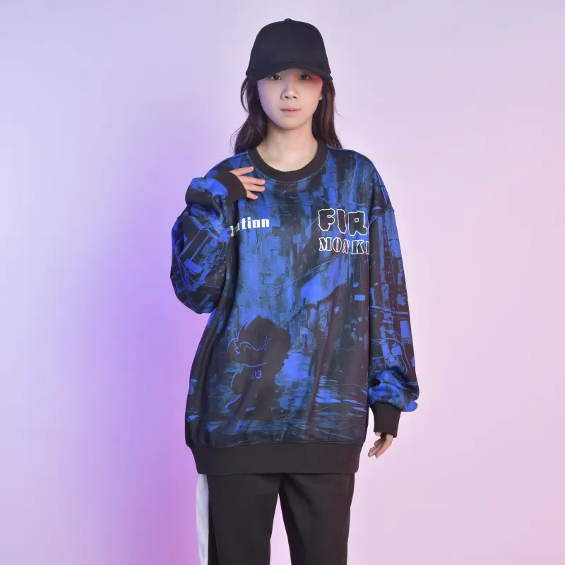 FireMonkey Sweatshirts Unisex Black Blue-2