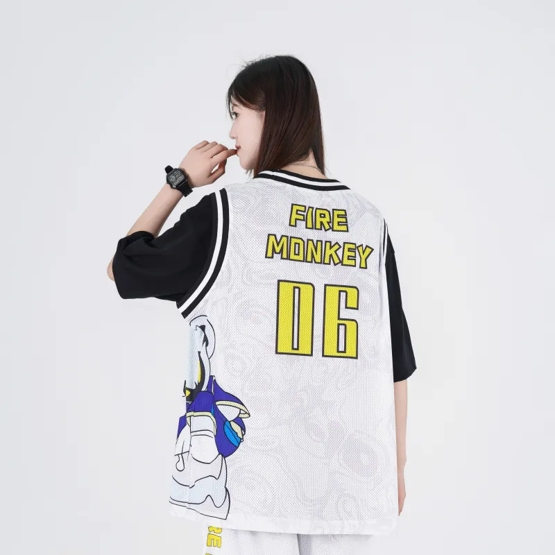 FireMonkey Basketball Jerseys Unisex White-6