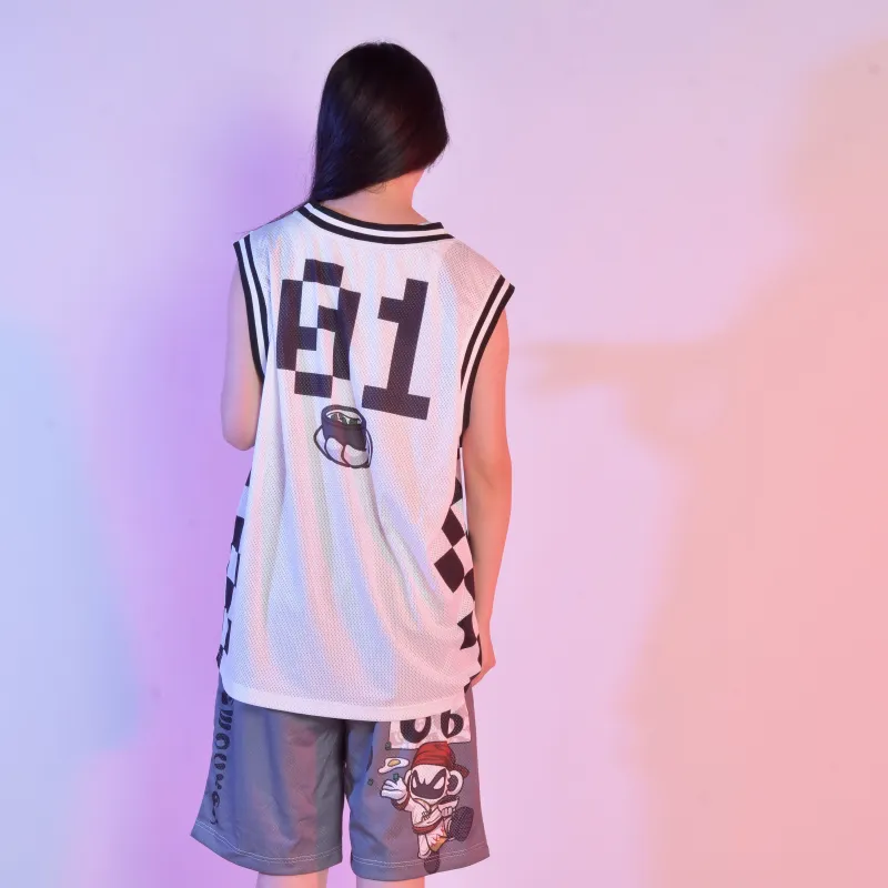 FireMonkey Basketball Jerseys Unisex Black White-3