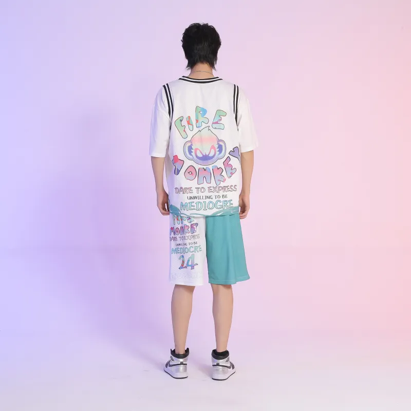 FireMonkey Basketball Jerseys Unisex White-2