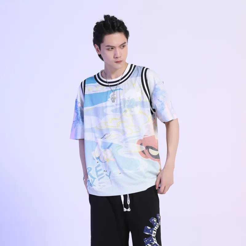 FireMonkey Basketball Jerseys Unisex Blue-6